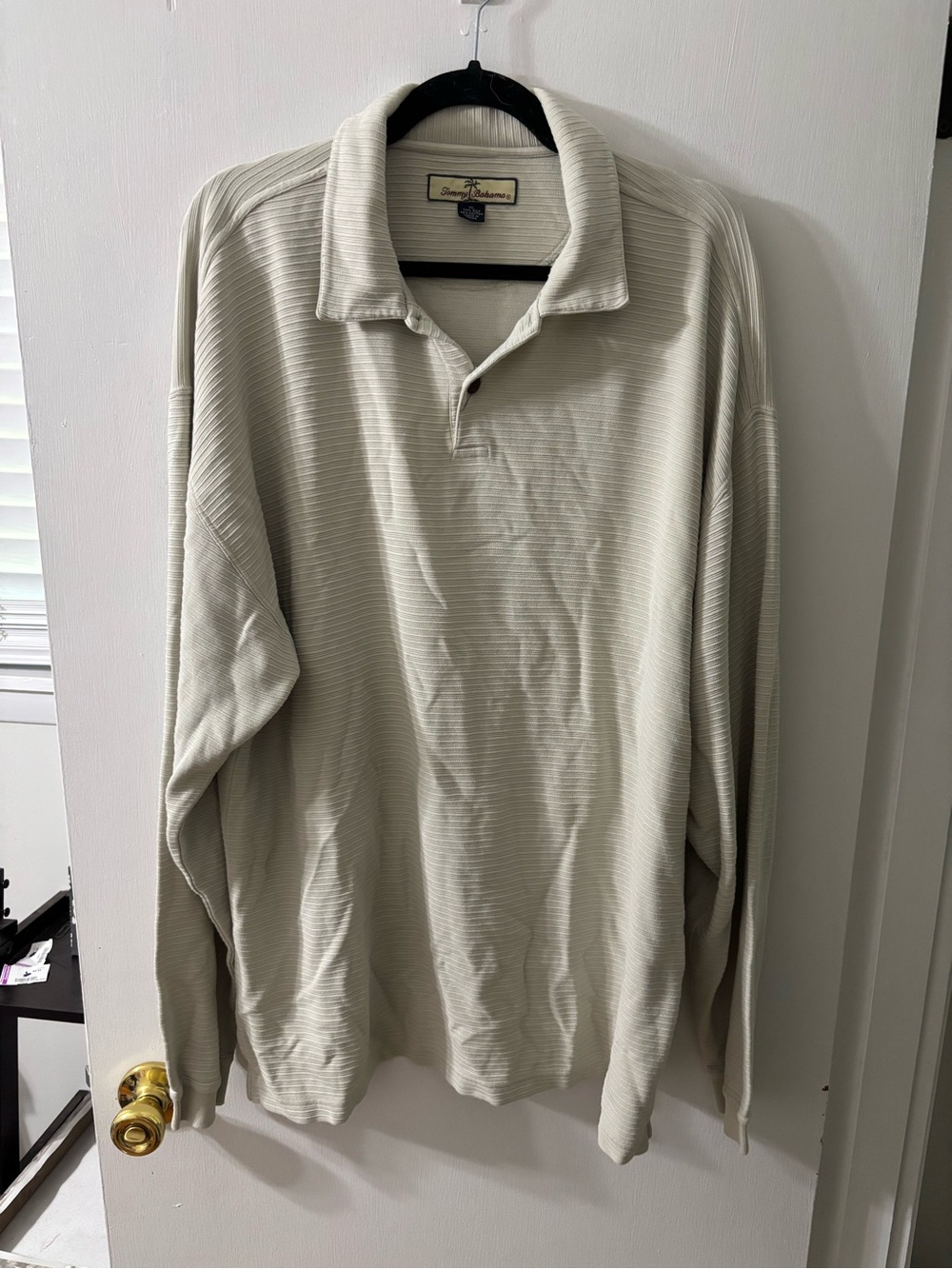Tommy Bahama Men's Long-Sleeve Polo Shirt in Light Beige